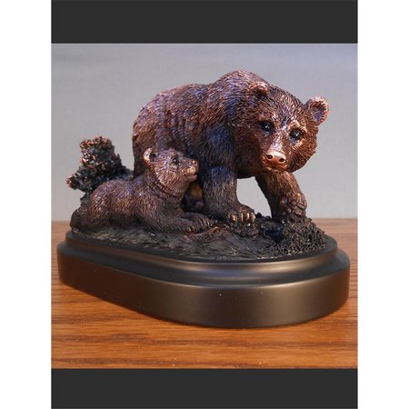 MARIAN IMPORTS Marian Imports F13030 5.5 x 3.5 in.Treasure of Nature Howling Bronze Bear & Fish Statue 13030